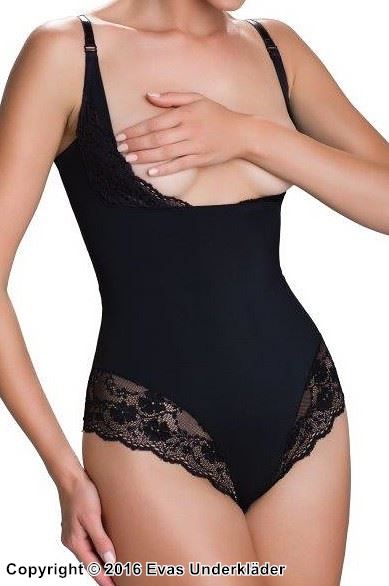 Shapewear body, Blumenspitze, ohne Körbchen, Korrektur von Bauch und Po